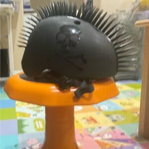 Black Spiked Helmet with Skull Design